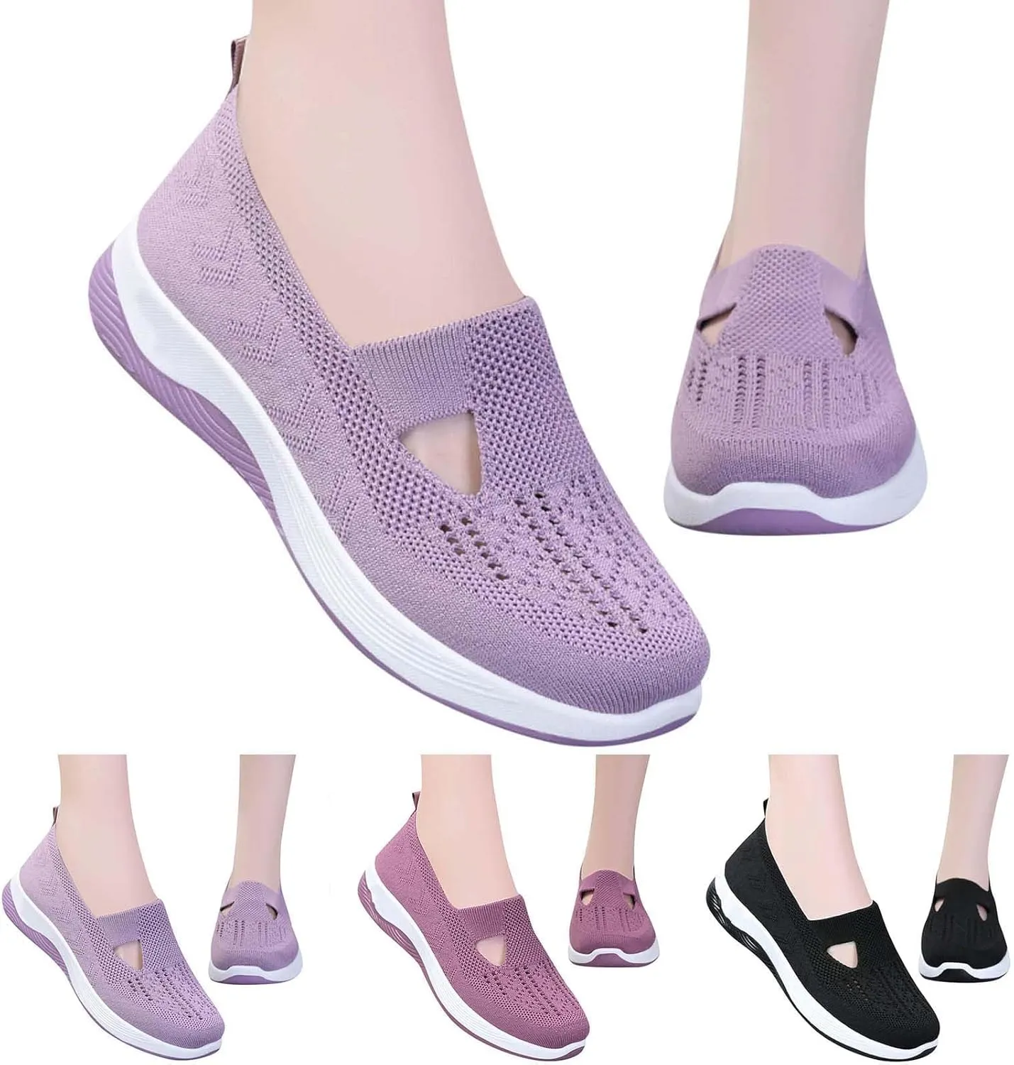 2025 Orthopedic Shoes for Women, Women Wide Width Breathable Walking Comfortable Slip on Sneakers, Non Slip Food Service Lightweight Sneaker, Nurse Shoes Arch Support Sneakers