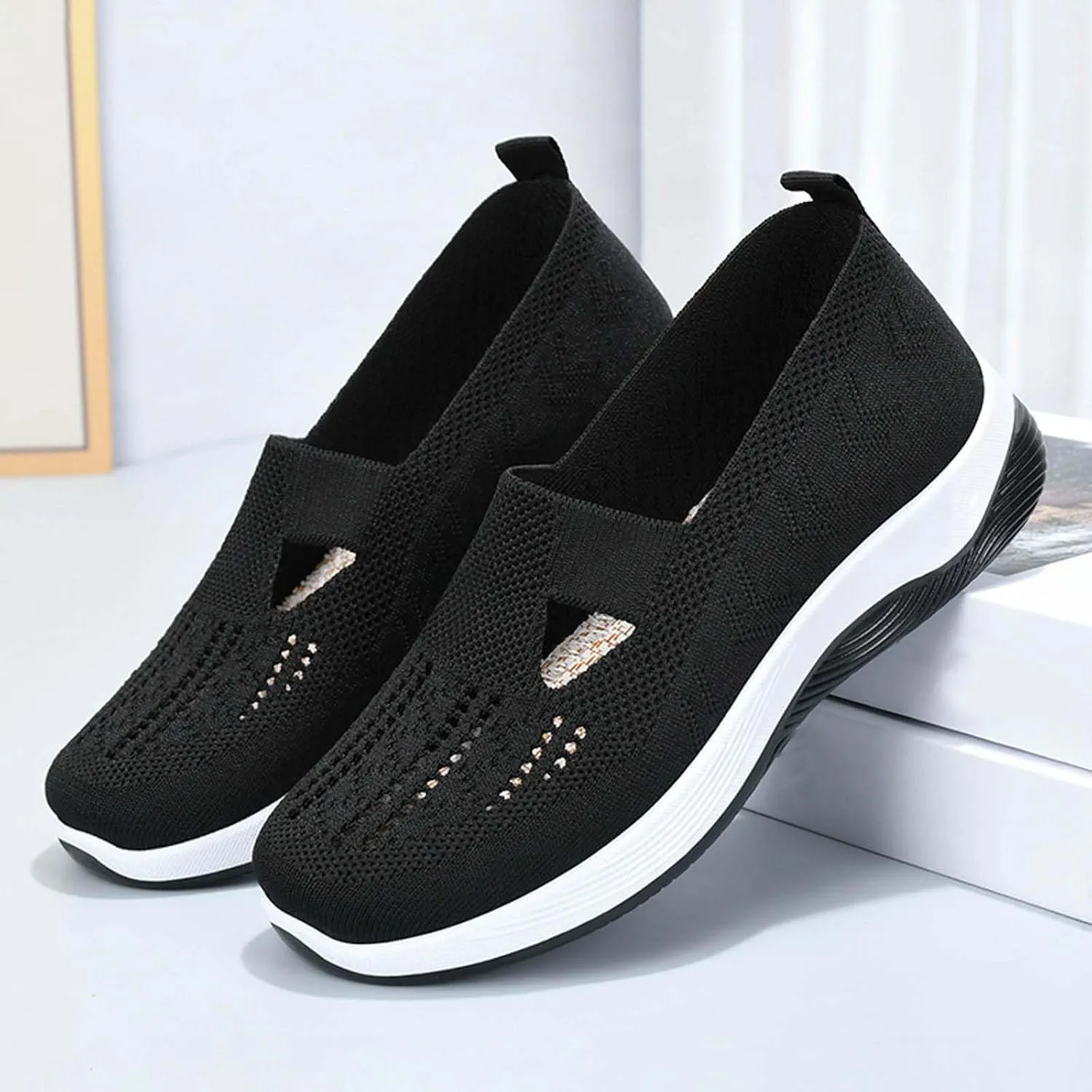 2025 Orthopedic Shoes for Women, Women Wide Width Breathable Walking Comfortable Slip on Sneakers, Non Slip Food Service Lightweight Sneaker, Nurse Shoes Arch Support Sneakers