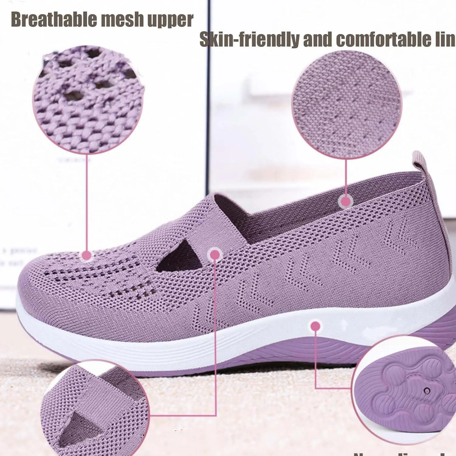 2025 Orthopedic Shoes for Women, Women Wide Width Breathable Walking Comfortable Slip on Sneakers, Non Slip Food Service Lightweight Sneaker, Nurse Shoes Arch Support Sneakers