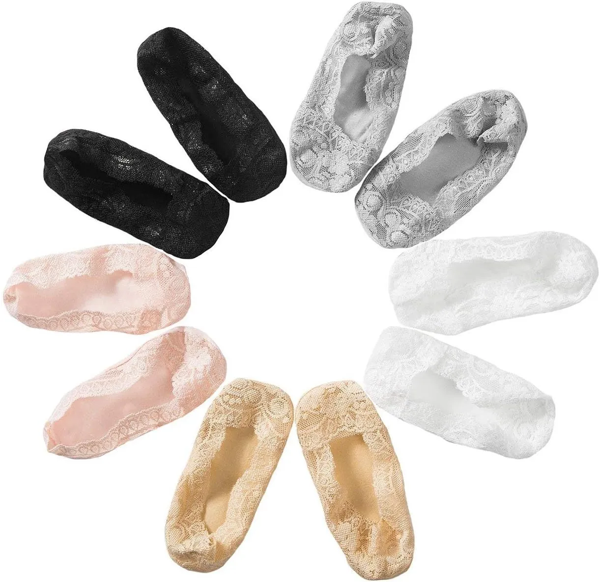 5 Pairs Toddler Girls Lace No Show Socks Anti Slip Low Cut Liner Invisible Socks Flats Cotton Sock