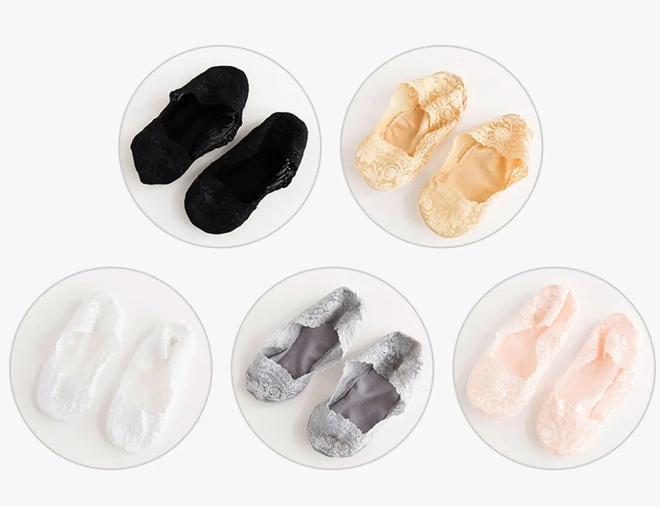 5 Pairs Toddler Girls Lace No Show Socks Anti Slip Low Cut Liner Invisible Socks Flats Cotton Sock