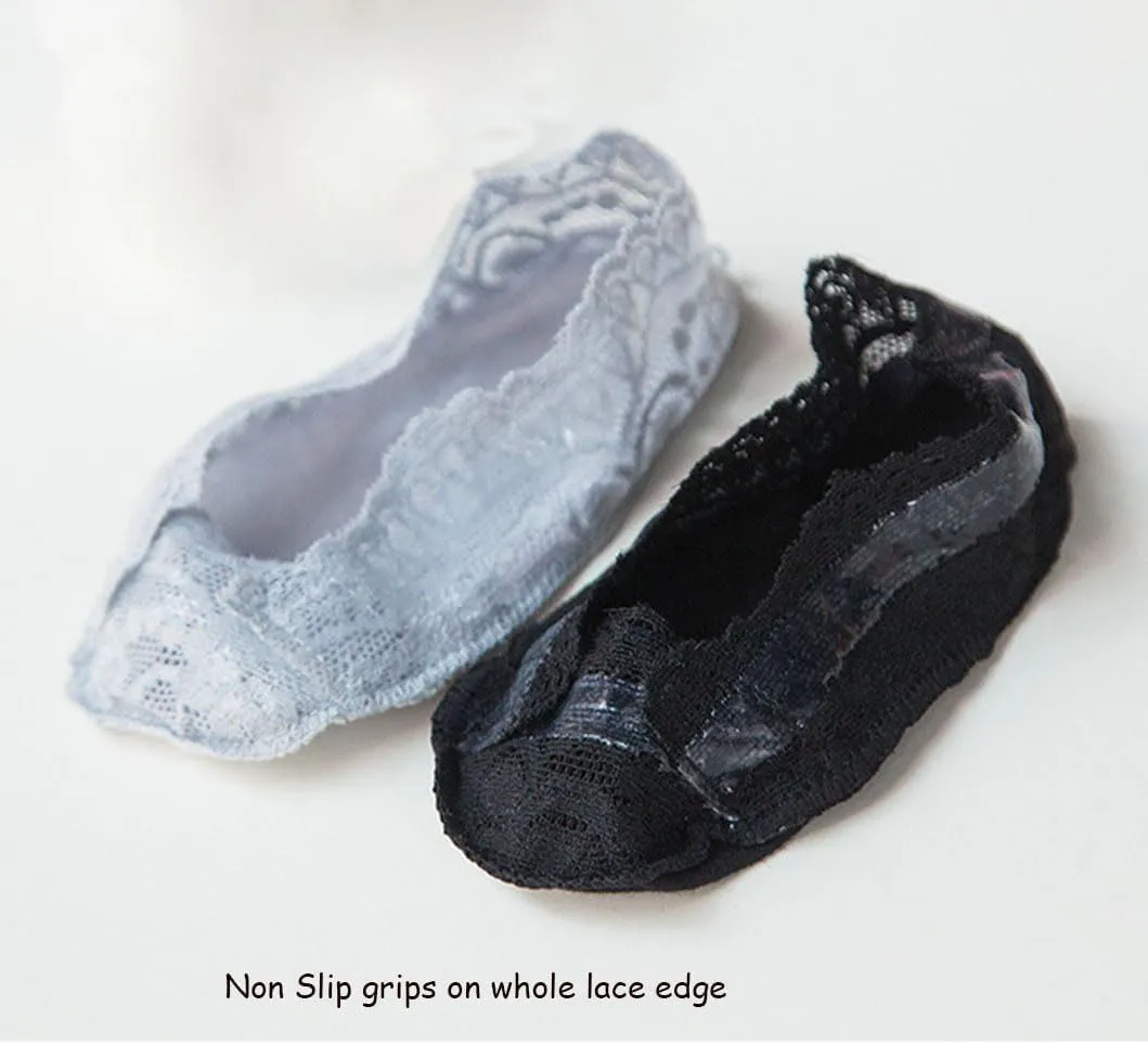 5 Pairs Toddler Girls Lace No Show Socks Anti Slip Low Cut Liner Invisible Socks Flats Cotton Sock