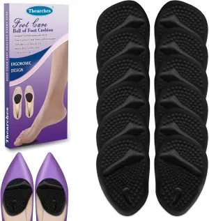 6 Pairs Metatarsal Pads Heels Inserts Gel Ball of Foot Cushions for Women, Invisible Adhesive Forefoot Pads Comfort Shoe Insert All-Day Foot Pain Relief, One Size(Black)