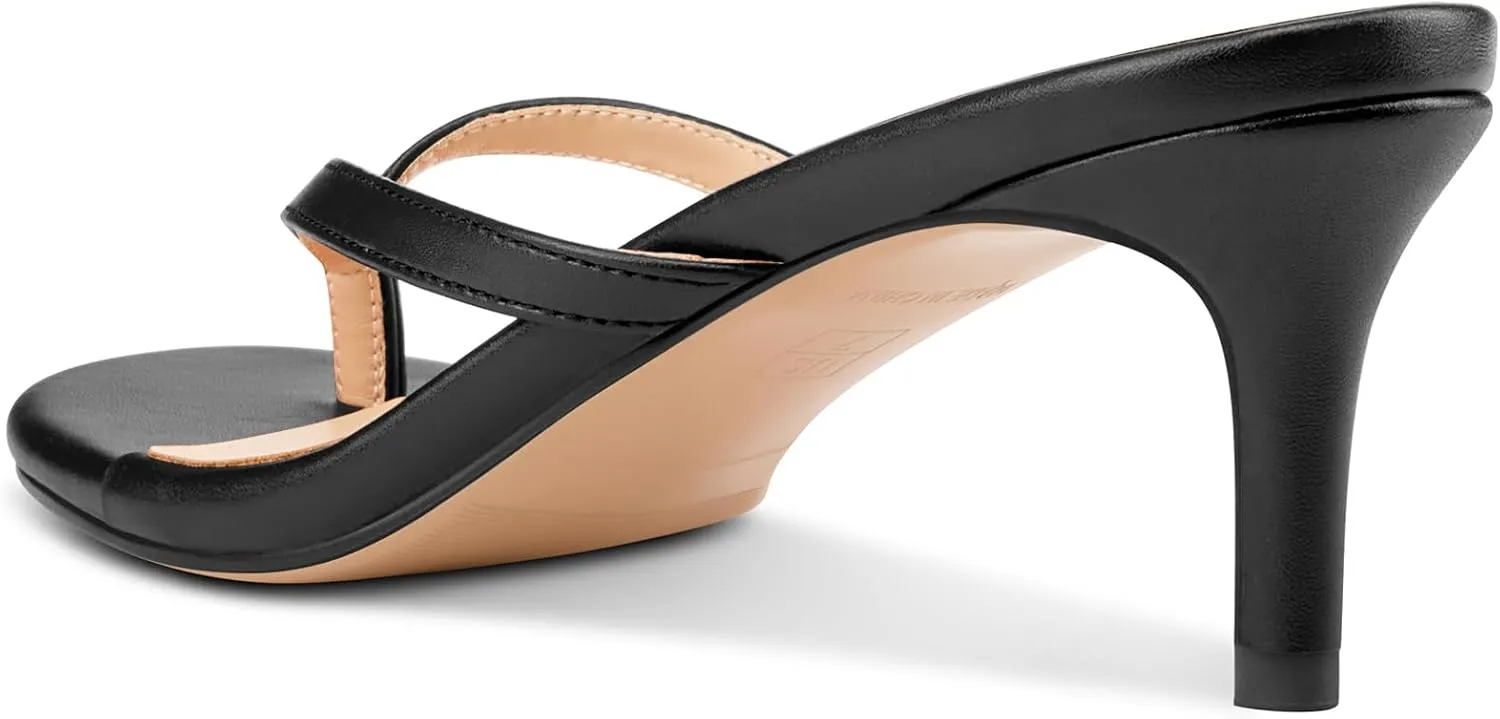 Aachcol Womens Open Toe Flip Flops Stiletto Backless Slippers Slip on Kitten Heel Thong Sandals Slides Party Dress Mules 2.6 Inches Heels
