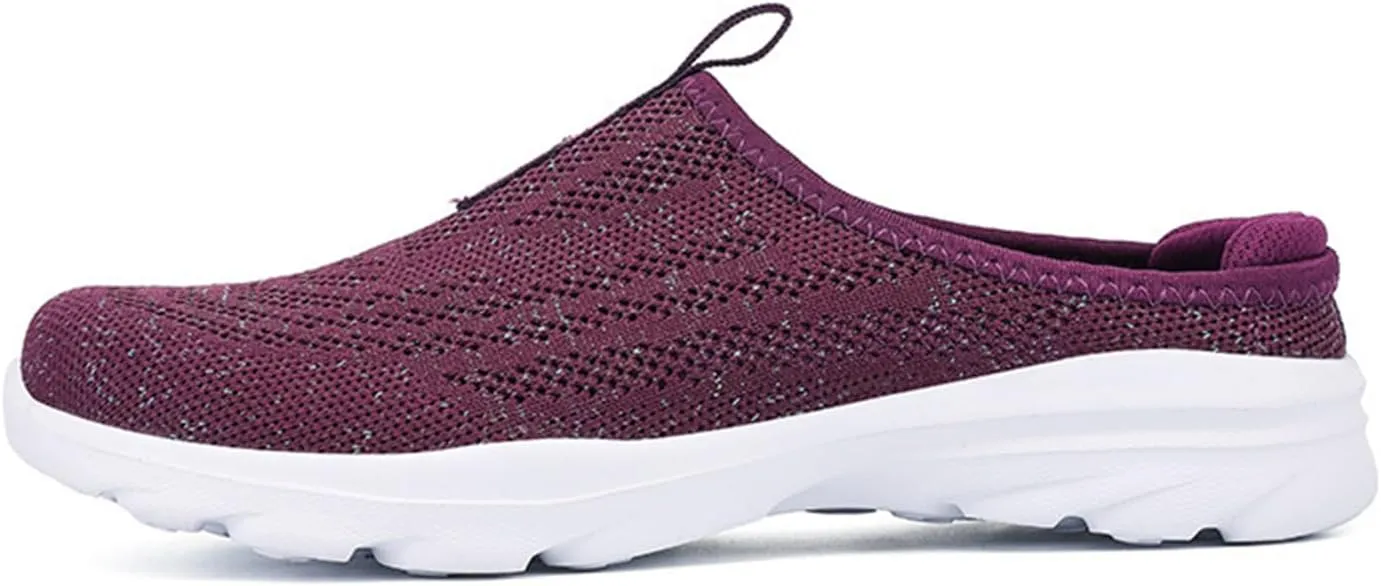 Aceptolcom Women Mules Shoes Slip On Open Back Mesh Walking Shoes Sneakers Comfortable Arch Support Lightweight