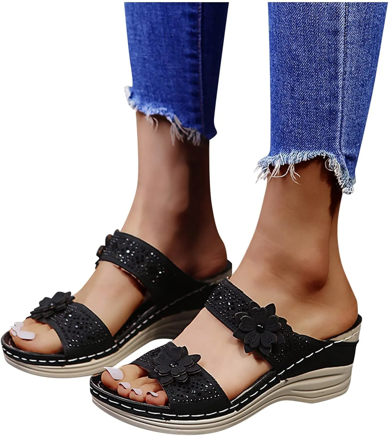 Adjustable Orthopedic Sandals Women Arch Support Flip Flops Summer Casual Walking Shoes Non Slip Beach Outdoor Thick Cushion