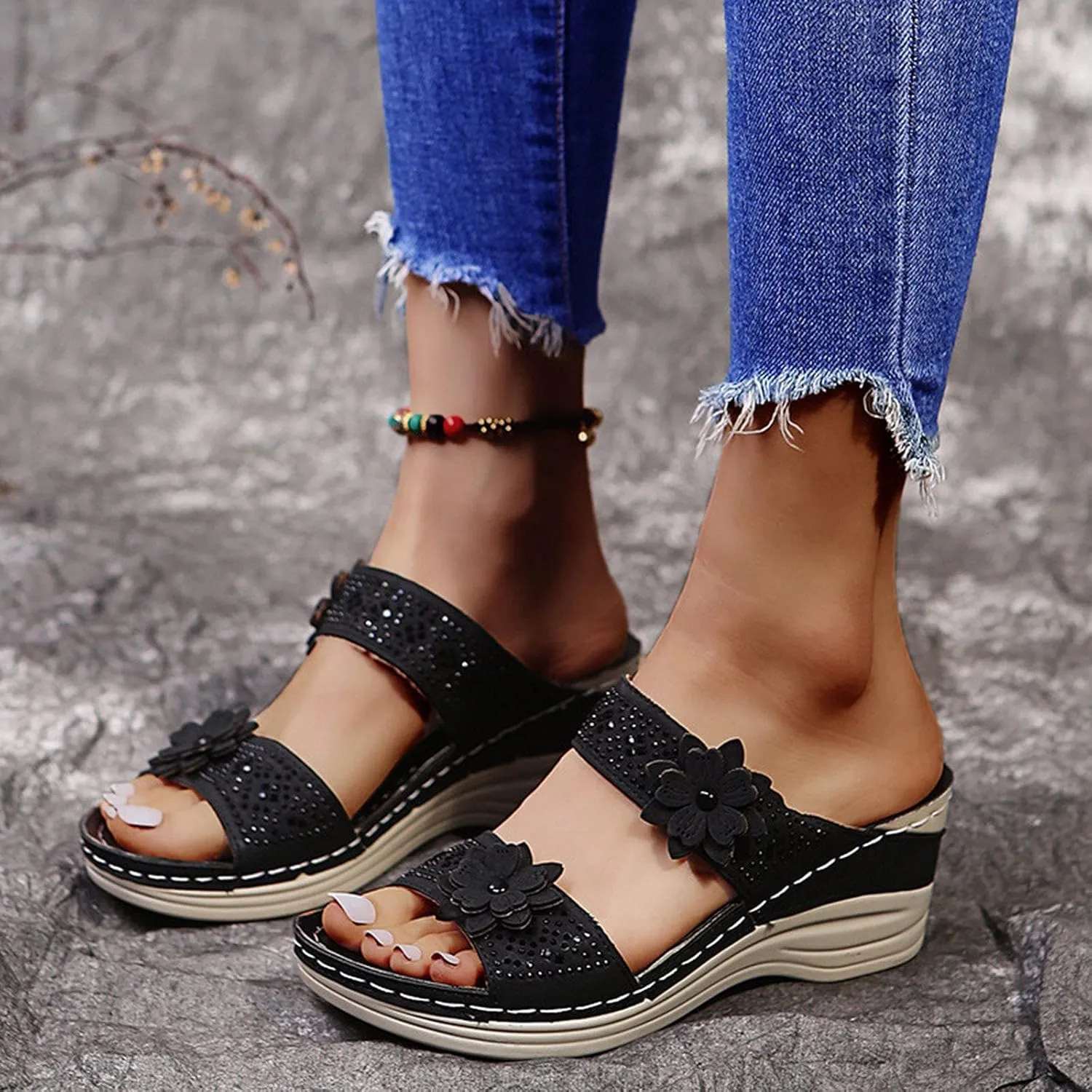 Adjustable Orthopedic Sandals Women Arch Support Flip Flops Summer Casual Walking Shoes Non Slip Beach Outdoor Thick Cushion