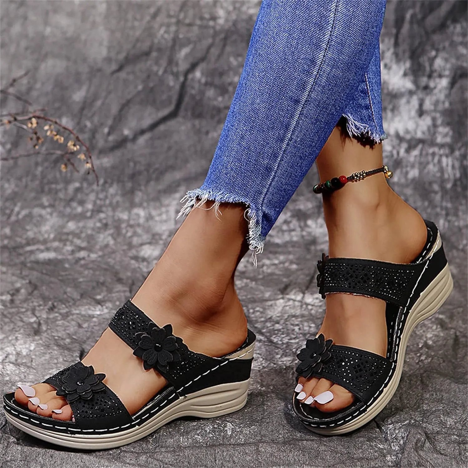Adjustable Orthopedic Sandals Women Arch Support Flip Flops Summer Casual Walking Shoes Non Slip Beach Outdoor Thick Cushion