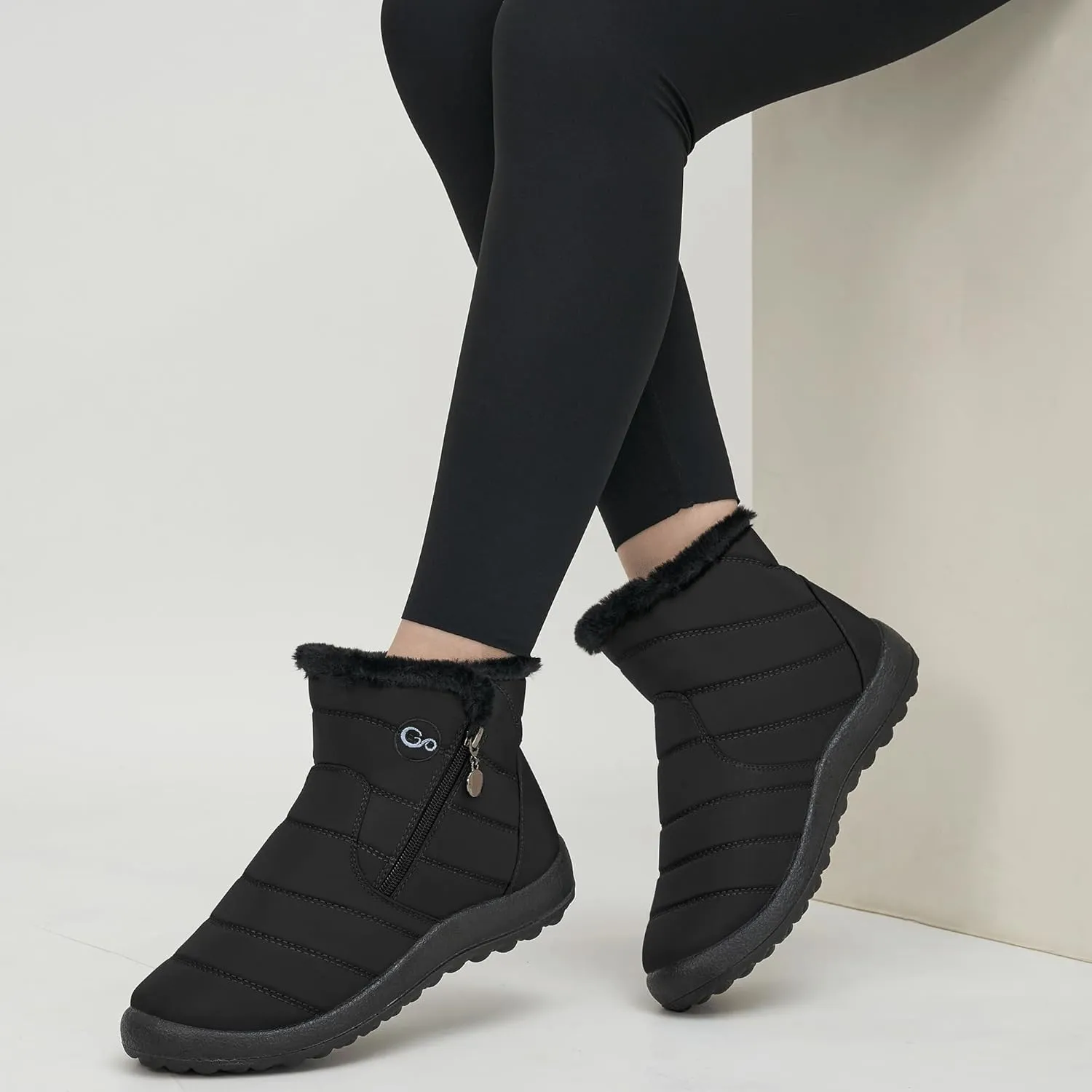 Alicegana Snow Boots for Women Winter: Warm Fur Lined Ankle Booties Comfortable Waterproof Slip On Lightweight Womens Boots