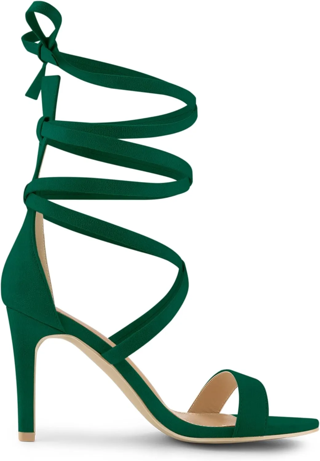 Allegra K Women's Open Toe Stiletto Heel Lace Up Heels Sandals
