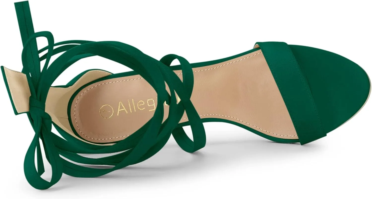 Allegra K Women's Open Toe Stiletto Heel Lace Up Heels Sandals