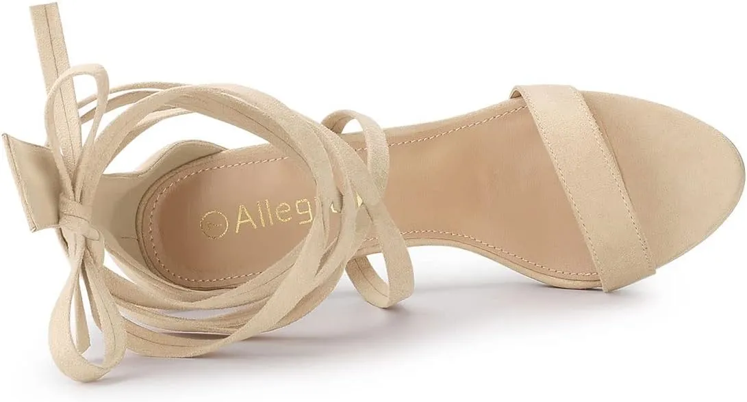 Allegra K Women's Open Toe Stiletto Heel Lace Up Heels Sandals