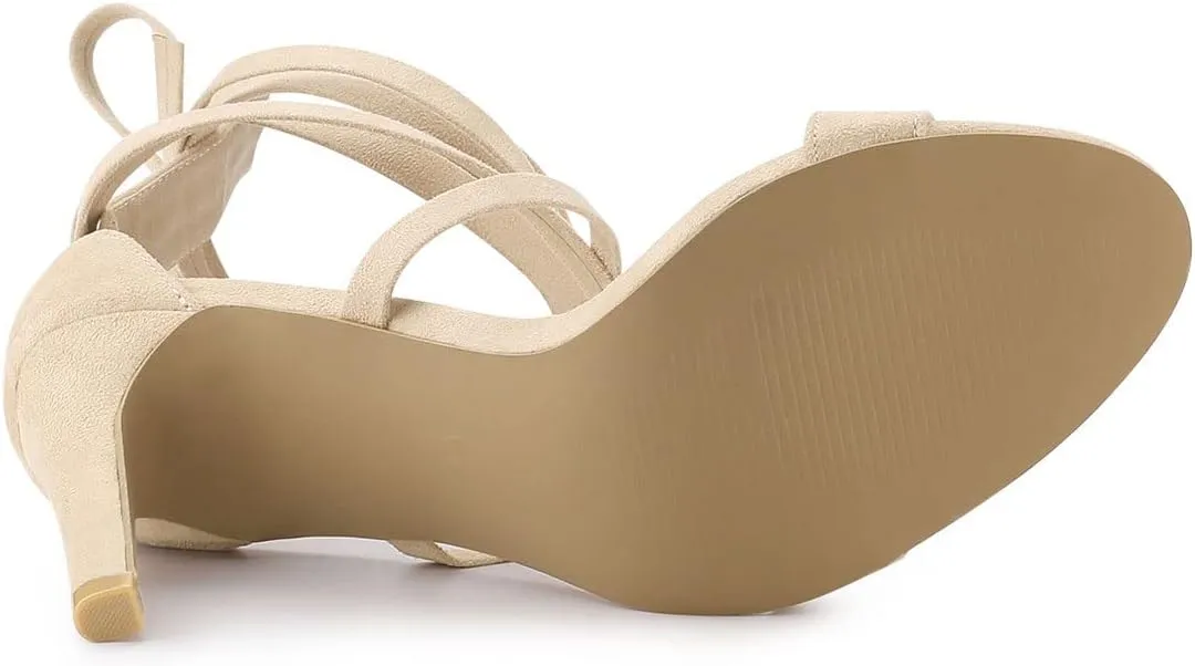 Allegra K Women's Open Toe Stiletto Heel Lace Up Heels Sandals