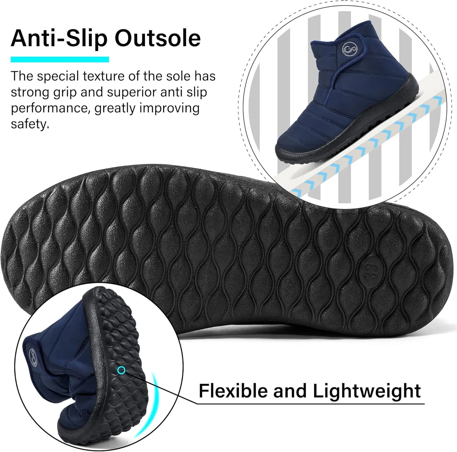 Almusen Winter Snow Boots for Women: Warm Fur Lined Boots Waterproof Non Slip Outdoor Boot Hook Loop Comfortable Fashion Womens Booties