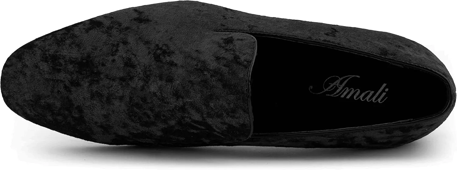 Amali Hauser2 - Men's Slippers - Mens Loafers - Designer Shoes for Men - Crushed Velvet, Luxurious, Mens Casual Shoes - Mens Slip On Shoes- Tuxedo Shoes