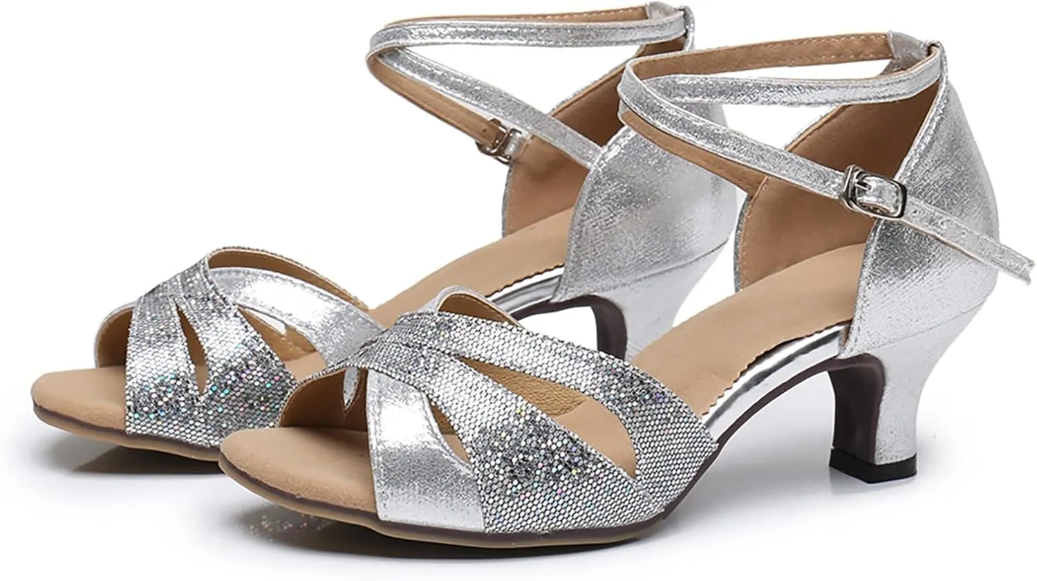 AMDBEL Sandals for Women Dressy Summer Fashion Open Toe Low Heel Pump Sandal Elegant Dance Shoes Buckle Dress Heeled Sandals