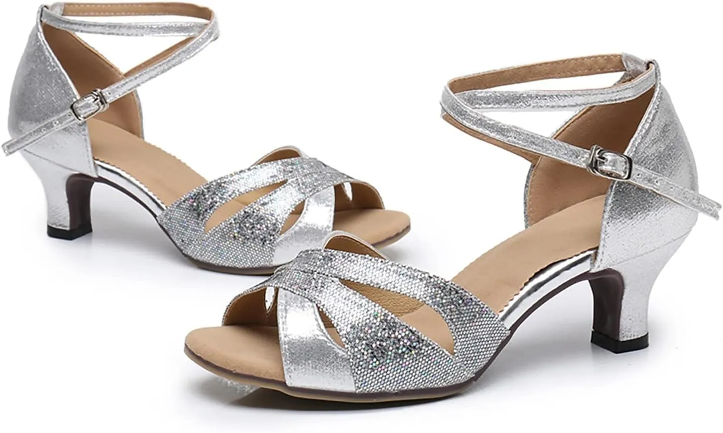 AMDBEL Sandals for Women Dressy Summer Fashion Open Toe Low Heel Pump Sandal Elegant Dance Shoes Buckle Dress Heeled Sandals
