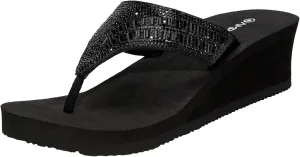 Ampeo Women's Wedge Sandals Rhinestone Thong Platform Flip Flops