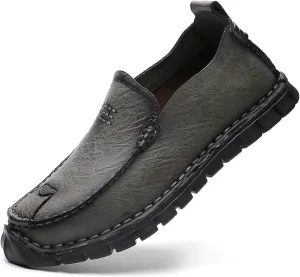 AngryMonkey Men's Causal Loafers Slip on Leather Handmade Driving Business Work Oxford Flats Sneakers Comfortable Walking Lace-Up Dress Boat Shoes