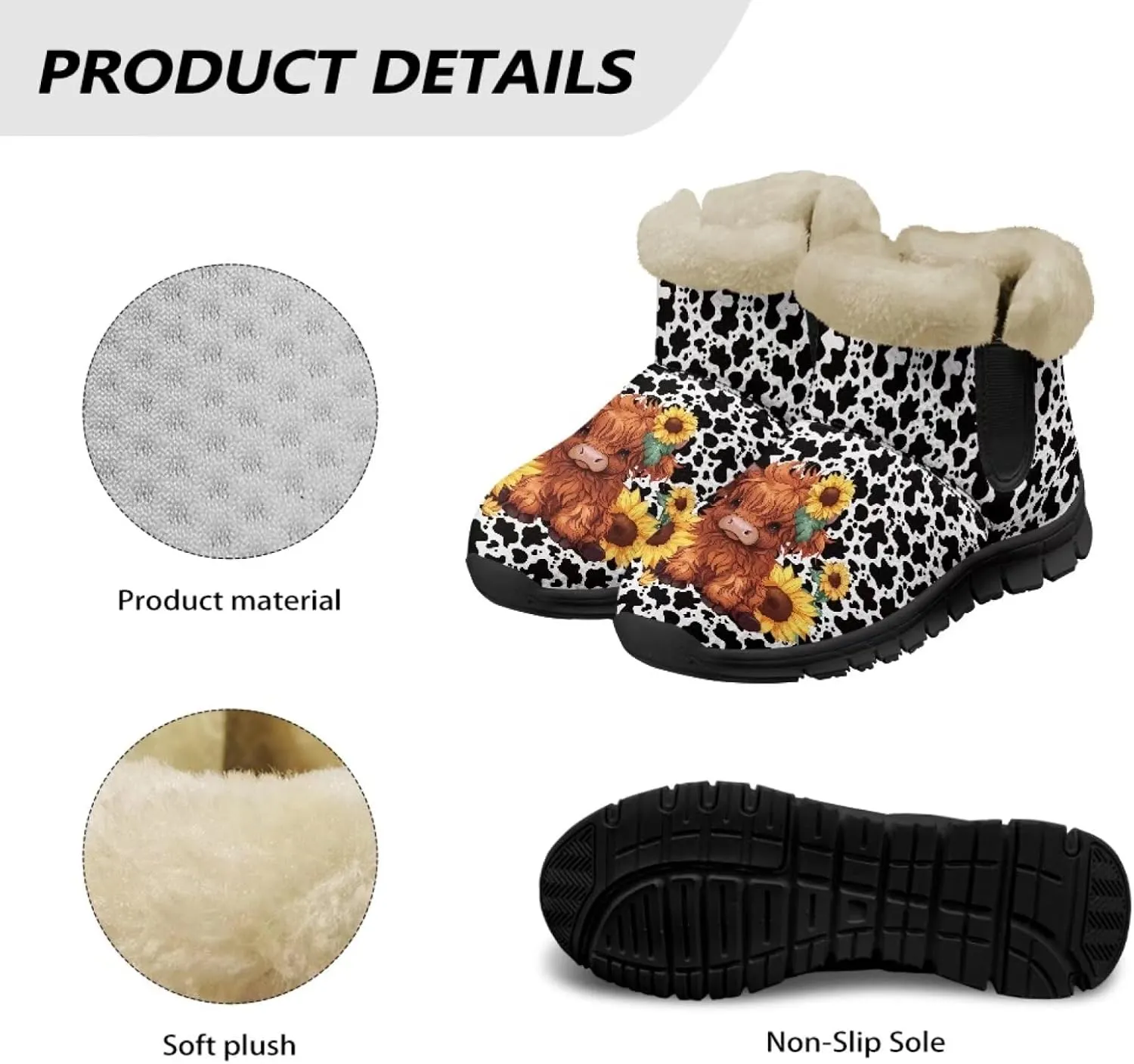 Ankle Booties for Women Anti Slip Snow Boots Fuzzy Fleece House Bootie Comfy Warm Winter Shoes
