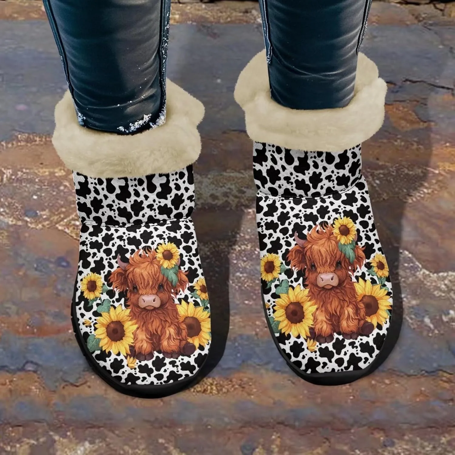 Ankle Booties for Women Anti Slip Snow Boots Fuzzy Fleece House Bootie Comfy Warm Winter Shoes