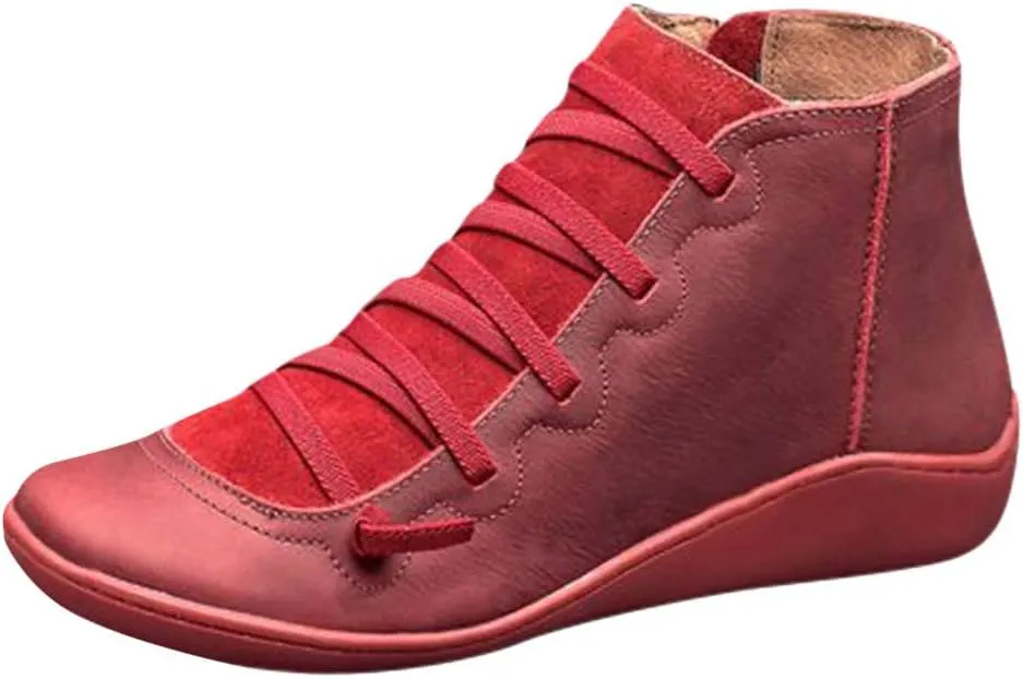 Ankle Boots for Women Arch Support Womens Low Heel Fashion Lace Up Zipper Booties Cowboy Cowgirl Walking Short Bootie