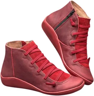 Ankle Boots for Women Arch Support Womens Low Heel Fashion Lace Up Zipper Booties Cowboy Cowgirl Walking Short Bootie