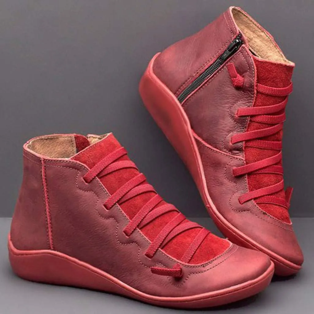 Ankle Boots for Women Arch Support Womens Low Heel Fashion Lace Up Zipper Booties Cowboy Cowgirl Walking Short Bootie