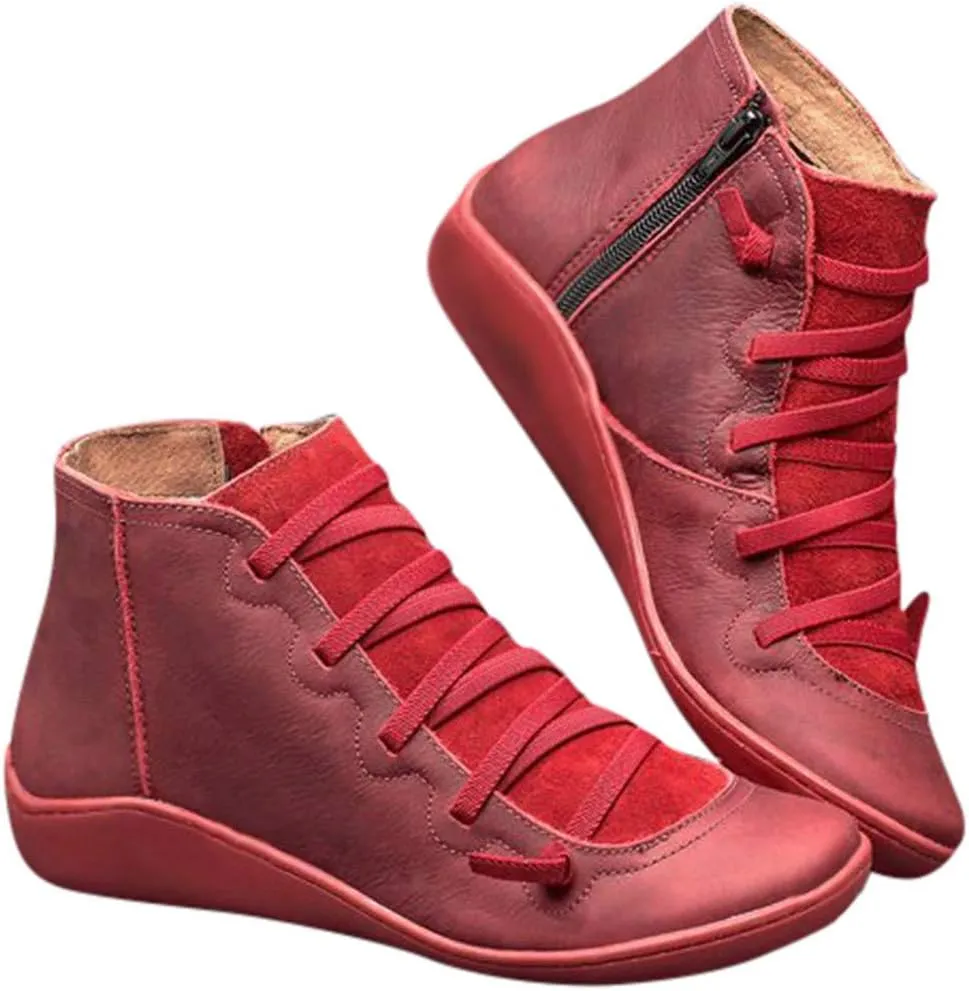Ankle Boots for Women Arch Support Womens Low Heel Fashion Lace Up Zipper Booties Cowboy Cowgirl Walking Short Bootie
