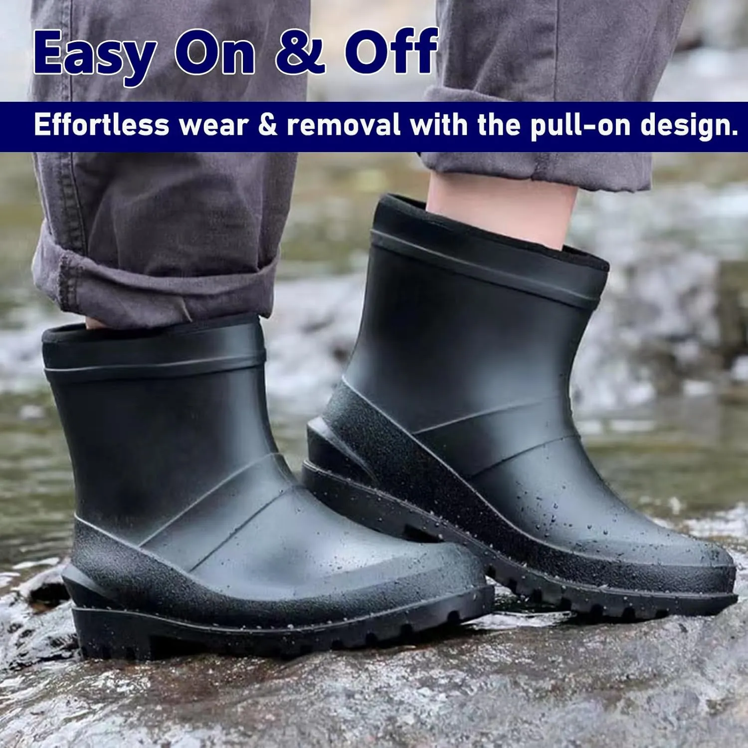 Ankle Rubber Rain Boot Mens Ankle Rain Shoes Waterproof Garden Boots Mens Short Rain Boots