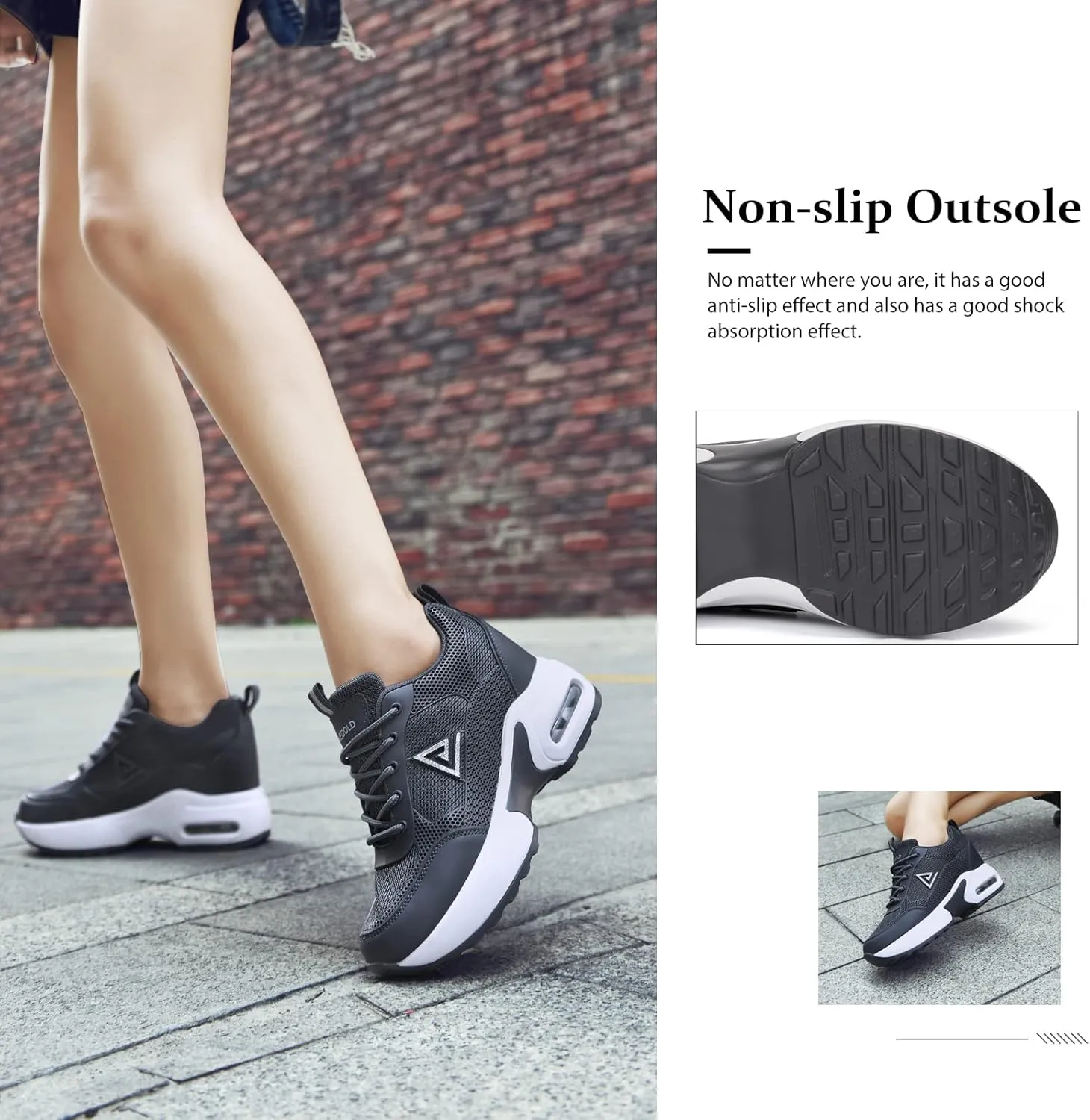 AONEGOLD Womens Knit Platform Hidden Wedges Sneaker High Top Athletic Walking Shoes High Heel Mesh Fashion