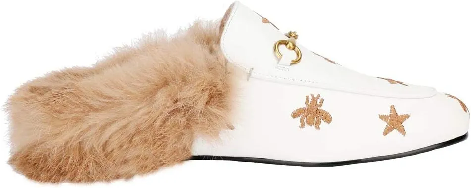 Arqa Fur Mules for Women Comfortable Leather Buckle Mule Flats Furry Padded Backless Loafers Casual Slides Shoes