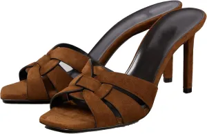 Arqa Open Toe Heeled Mules for Women with Intertwining Straps Featuring Squared Toe & Stiletto Heel Pumps Wedding Dress Slip on Sandals