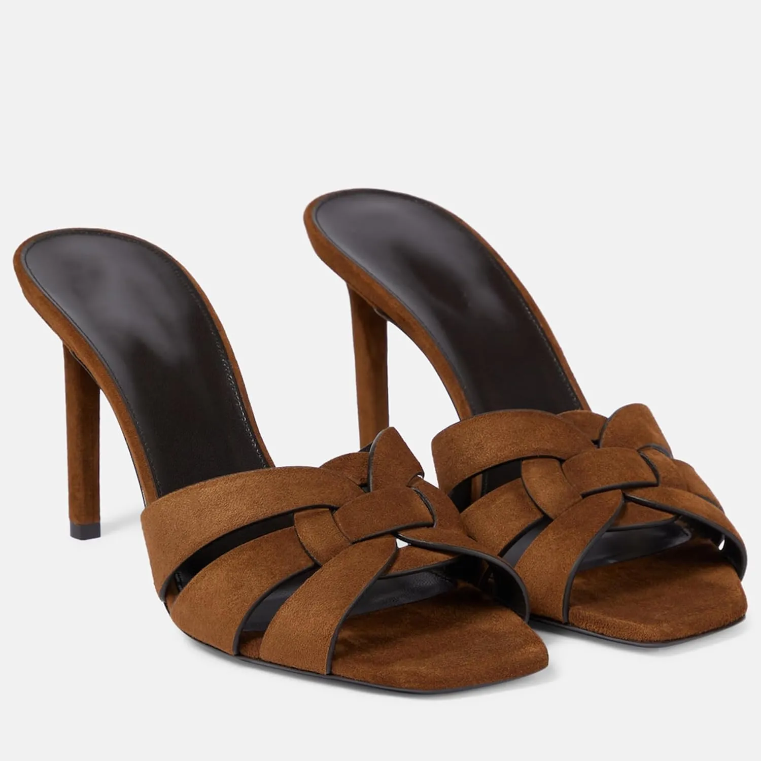 Arqa Open Toe Heeled Mules for Women with Intertwining Straps Featuring Squared Toe & Stiletto Heel Pumps Wedding Dress Slip on Sandals