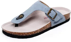 Asifn Women Slide Men Cork Sandal Flat Adjustable Leather Casual Open Toe Shoes Flip-flops Summer