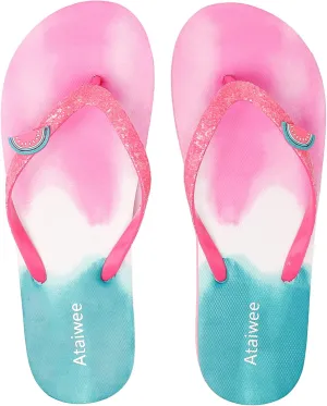 Ataiwee Girl's Flip Flops, Kid's Slip On Thong Sandals with Fruit Printed.