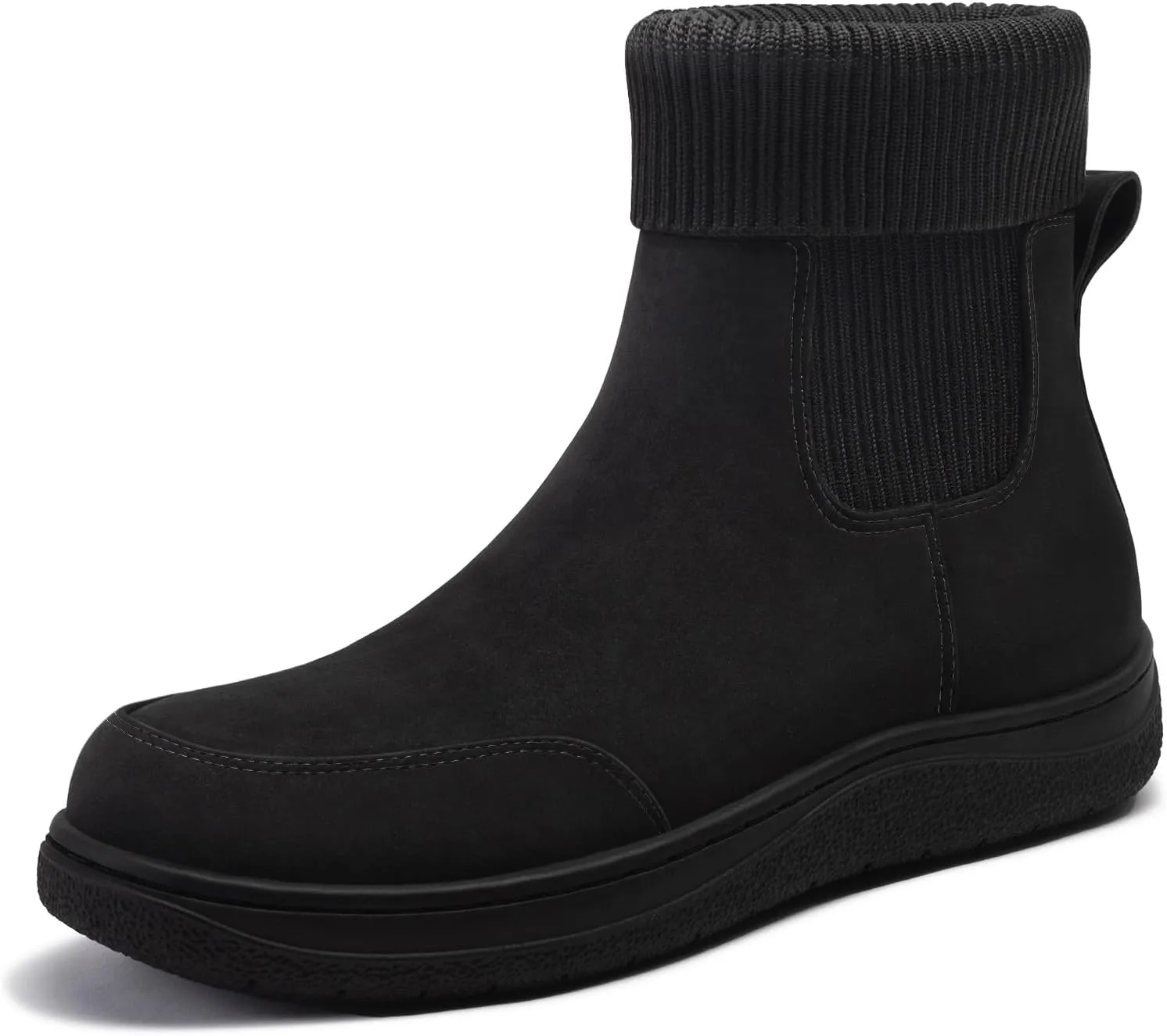 Athlefit Women's Chelsea Ankle Boots Comfortable Winter Short Leather Boots Fashion Slip On Elastic Sock Booties Wide Width