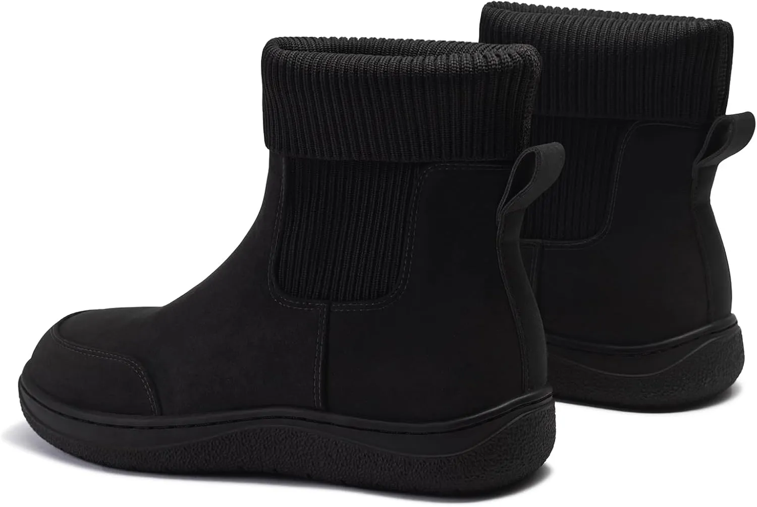 Athlefit Women's Chelsea Ankle Boots Comfortable Winter Short Leather Boots Fashion Slip On Elastic Sock Booties Wide Width
