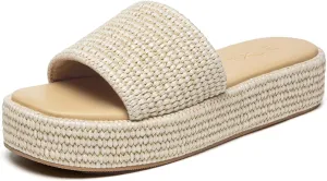 Athlefit Women's Slip On Platform Sandals Casual Bohemia Open Toe Summer Beach Flatform Slide Sandals