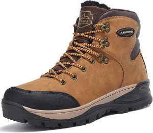 AX BOXING Mens Snow Boots Winter Boots Fur Lined Anti-Slip Warm Hiking Boots Outdoor Shoes