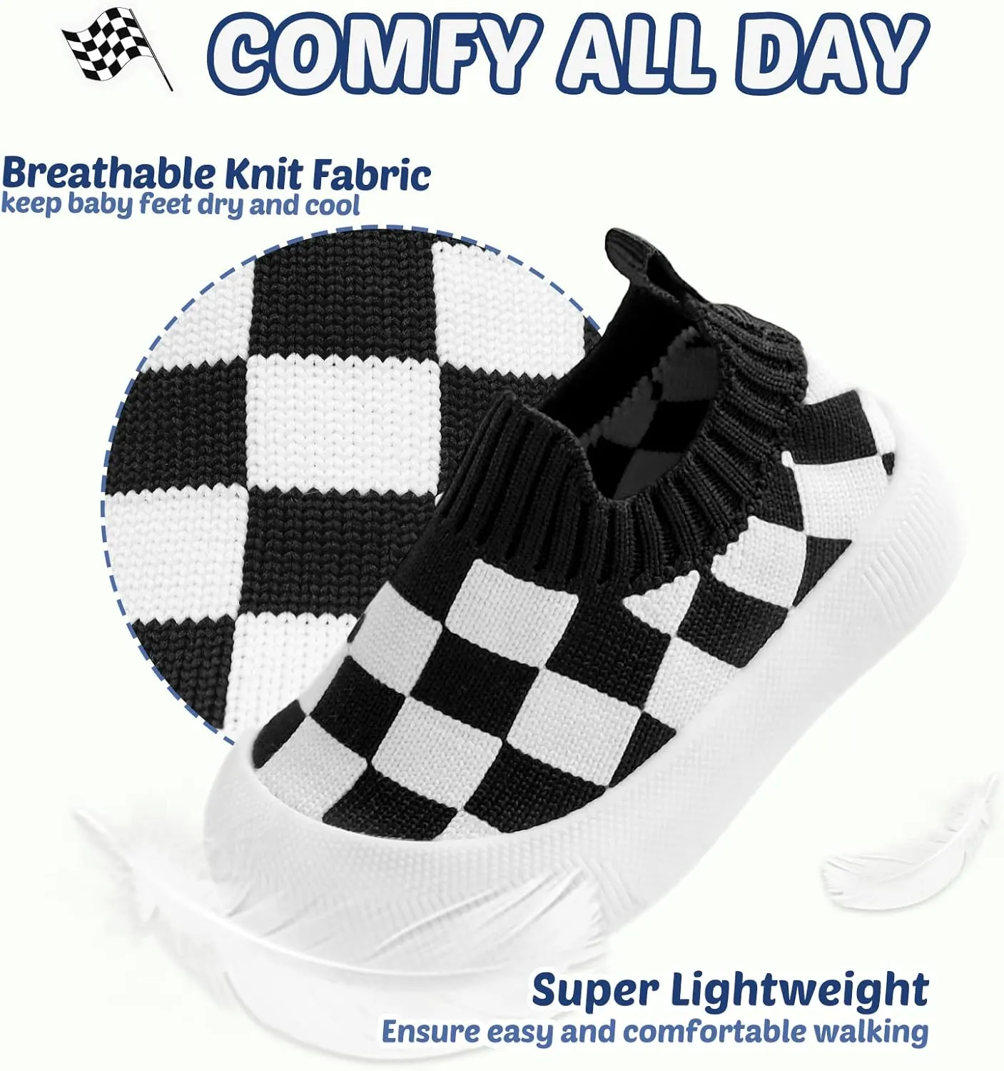 Baby First-Walking Shoes 1-4 Years Kid Shoes Trainers Toddler Infant Boys Girls Soft Sole Non Slip Cotton Canvas Mesh Breathable Lightweight TPR Material Slip-on Sneakers Outdoor