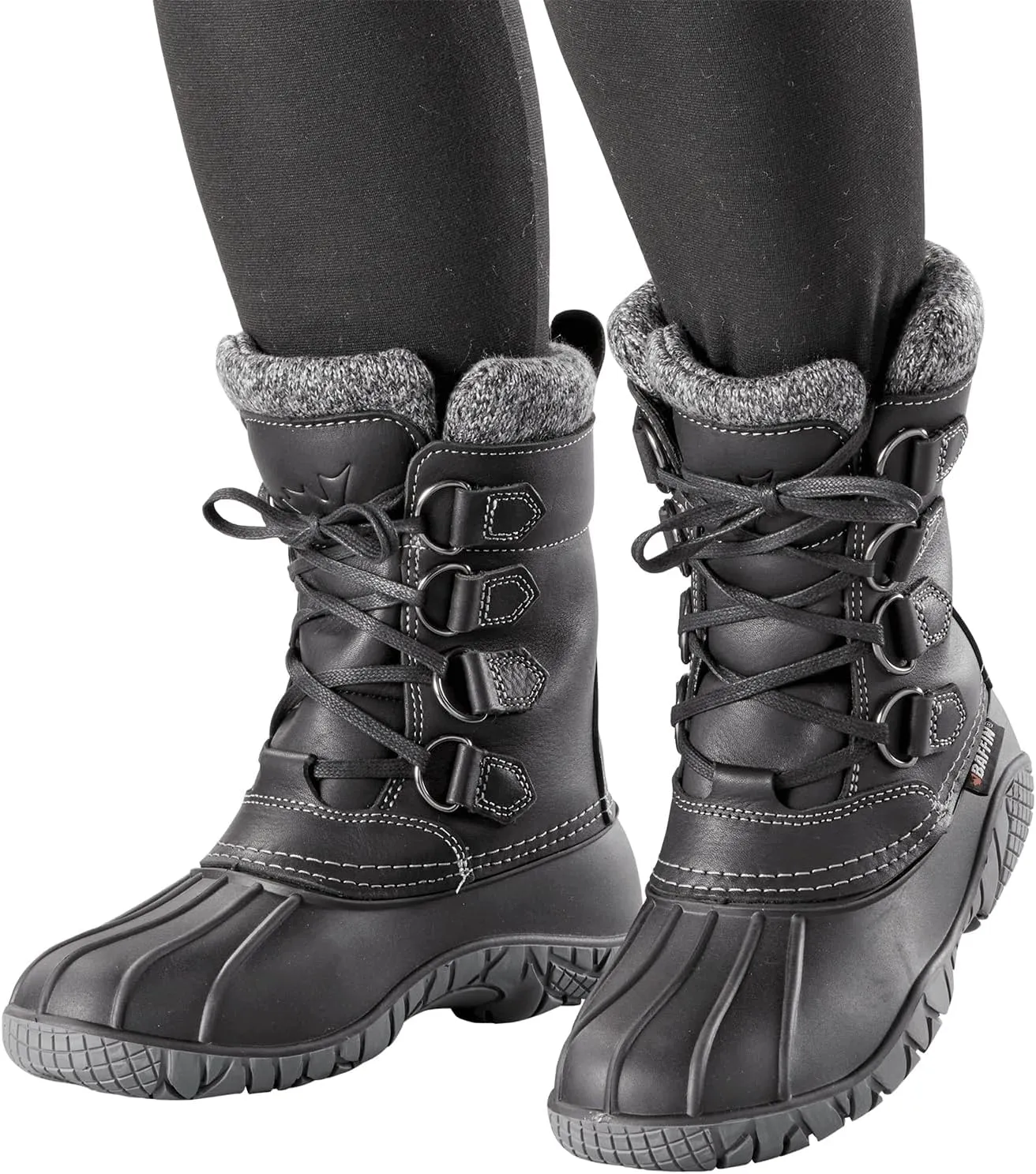 Baffin Women's YELLOWKNIFE CUFF Waterproof Insulated Mid-Height Snow Boots, Full-Grain Leather Upper, Flexible Rubber Base