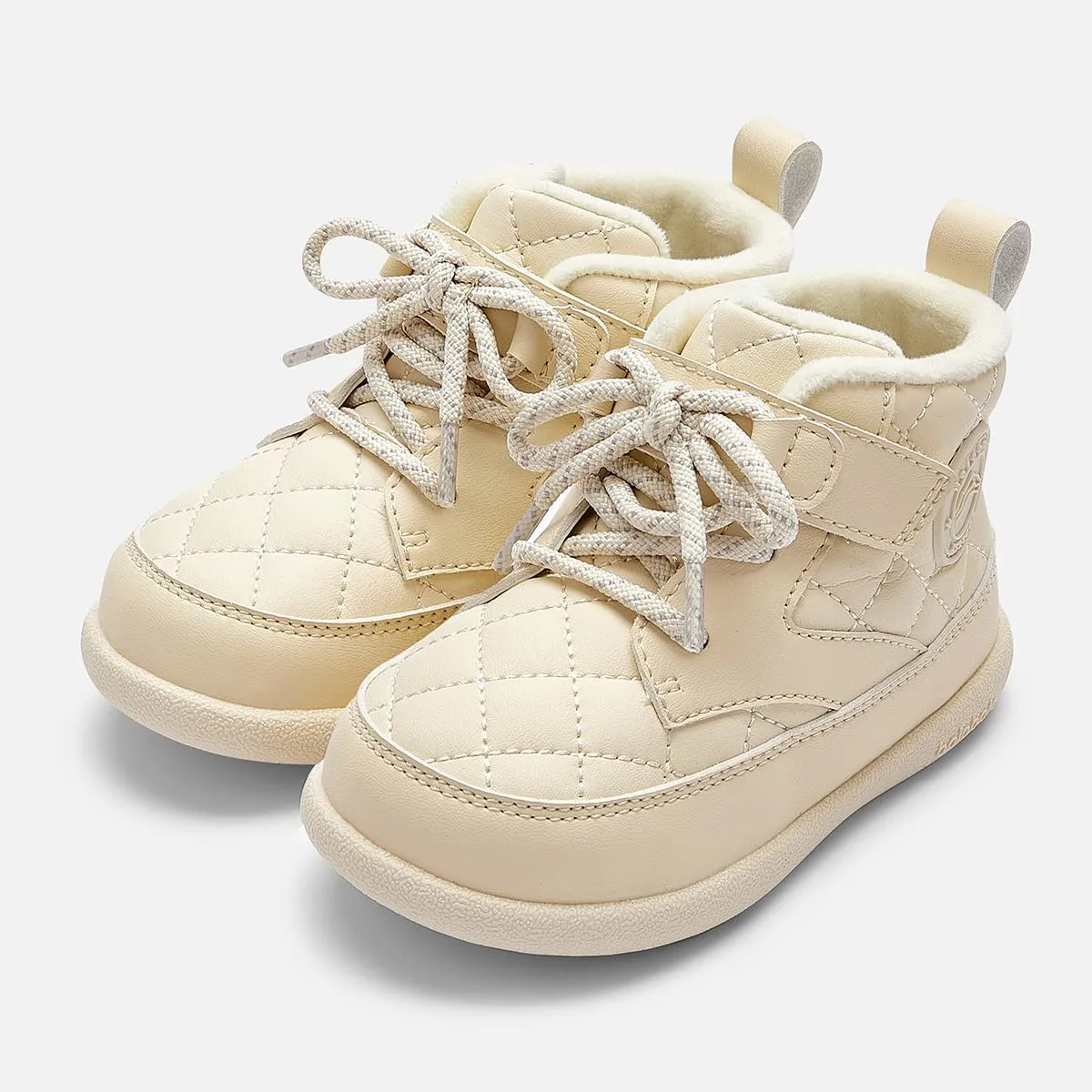 Balabala Toddler's Lace-Up Quilted Winter Boots, Comfortable Anti-Slip Hook and Loop Warm Boots