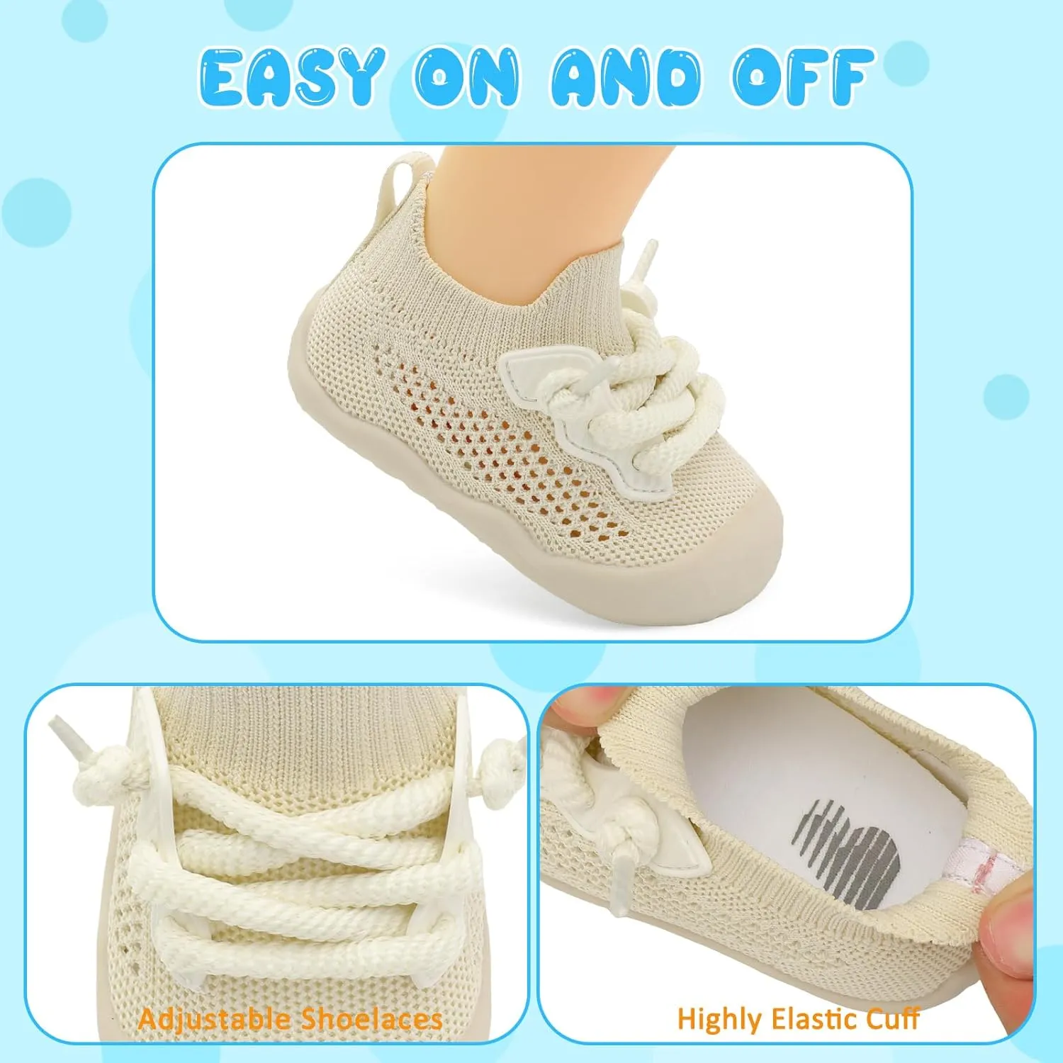 BARERUN Baby Shoes Baby First Walking Shoes Infant Sneakers Wide Barefoot Slip on Soft Sole Boys Girls Crib Shoe Toddler Breathable Lightweight House Socks