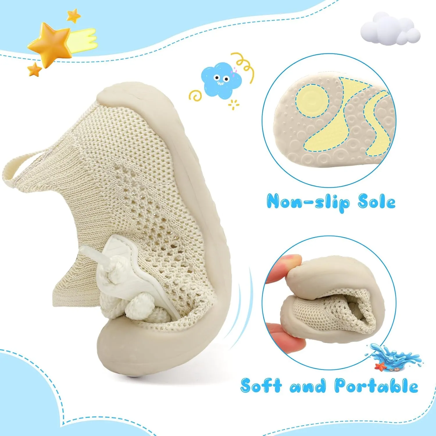 BARERUN Baby Shoes Baby First Walking Shoes Infant Sneakers Wide Barefoot Slip on Soft Sole Boys Girls Crib Shoe Toddler Breathable Lightweight House Socks