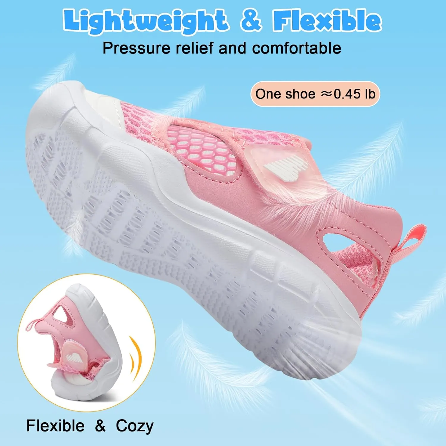 BARERUN Toddler Water Shoes Boys Girls Qucik Dry Breathable Kids Water Shoes Wide Adjustable Instep Water Sandals for Beach Swim Pool Non Slip Flexible Barefoot Sport Aqua Shoes