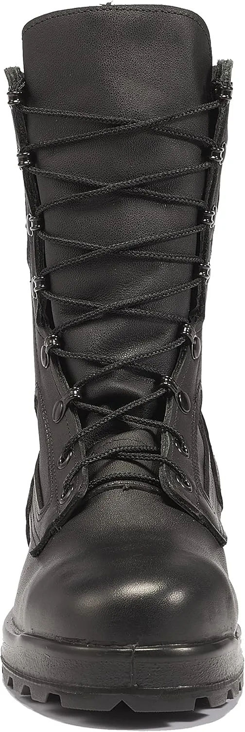 Belleville 495 ST 8 Inch US Navy General Purpose EH Rated Steel Toe Boots for Men - Black Leather with FOD Resisting Vibram Carrier Traction Outsole; Berry Compliant