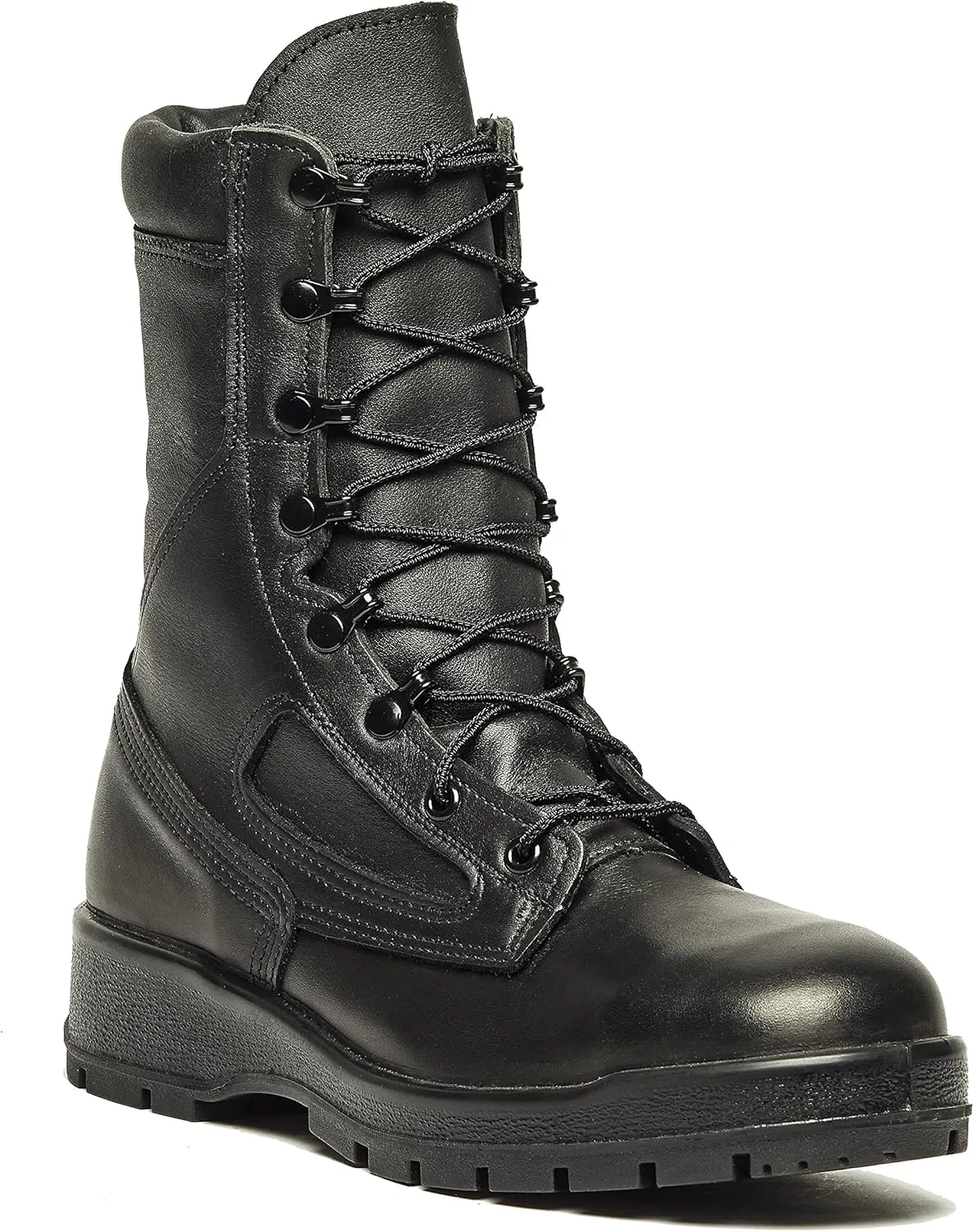Belleville 495 ST 8 Inch US Navy General Purpose EH Rated Steel Toe Boots for Men - Black Leather with FOD Resisting Vibram Carrier Traction Outsole; Berry Compliant