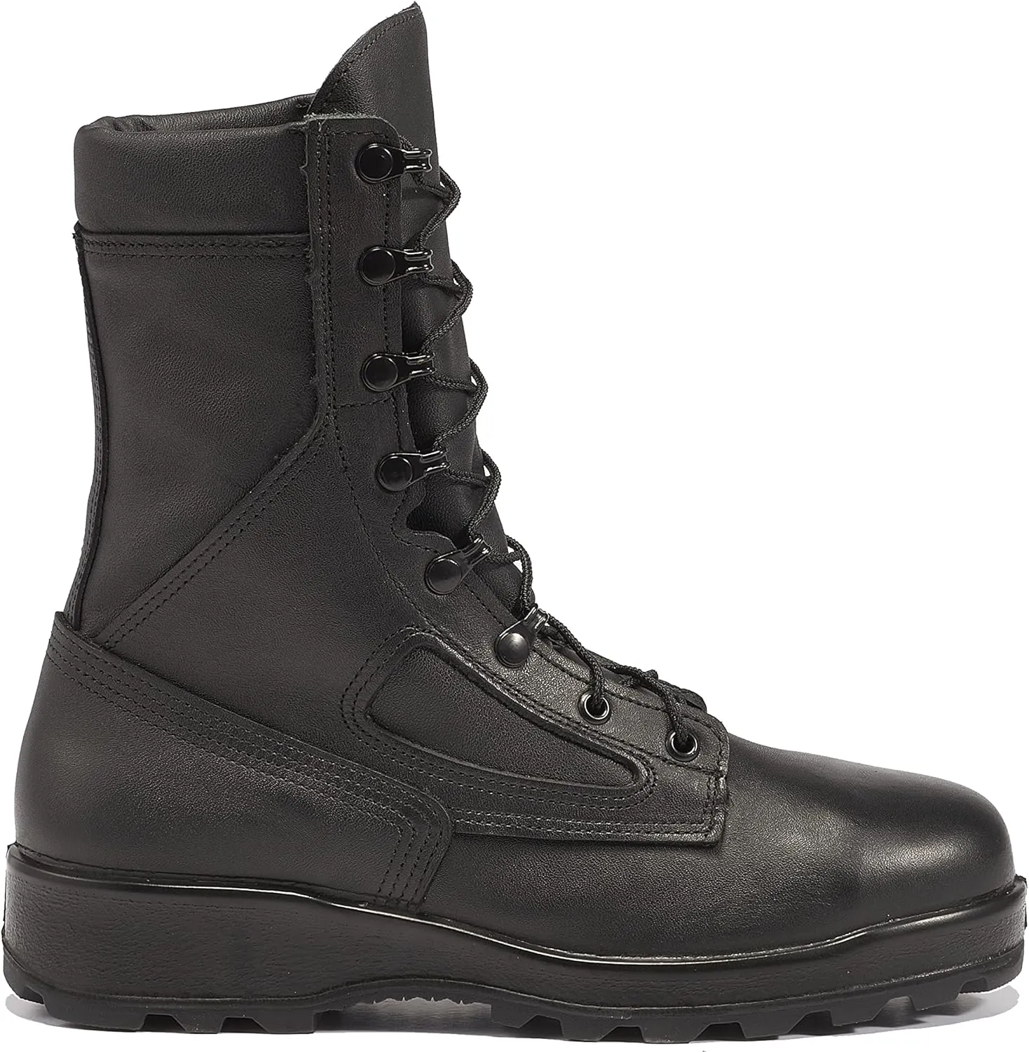 Belleville 495 ST 8 Inch US Navy General Purpose EH Rated Steel Toe Boots for Men - Black Leather with FOD Resisting Vibram Carrier Traction Outsole; Berry Compliant