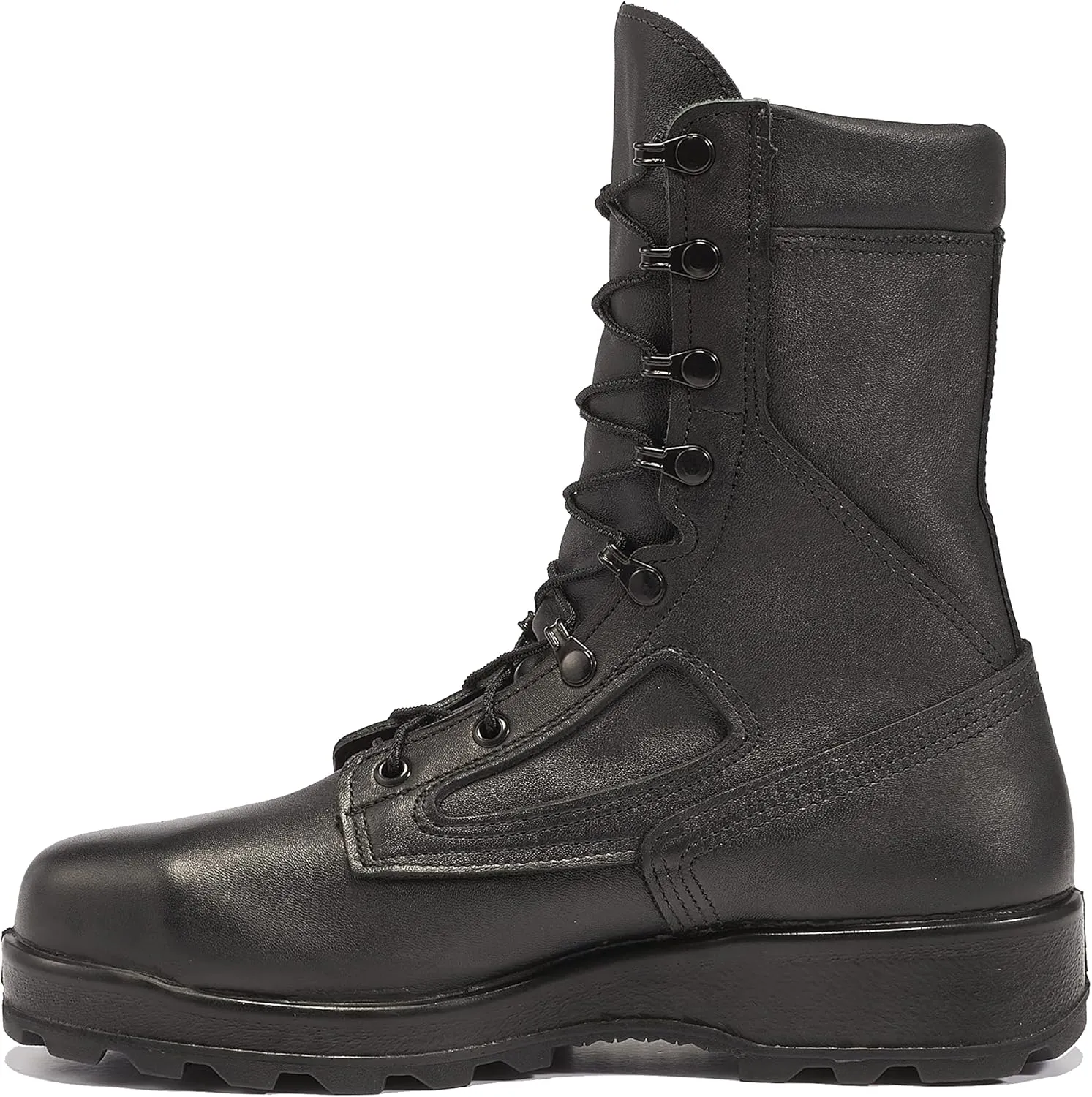 Belleville 495 ST 8 Inch US Navy General Purpose EH Rated Steel Toe Boots for Men - Black Leather with FOD Resisting Vibram Carrier Traction Outsole; Berry Compliant